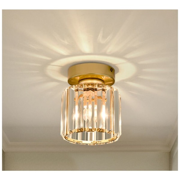 Moderne og enkel LED krystal loftslampeskærm, lys luksus loftslampe lampeskærm, rund guld kreativ personlighed balkon korridor gang lampesha