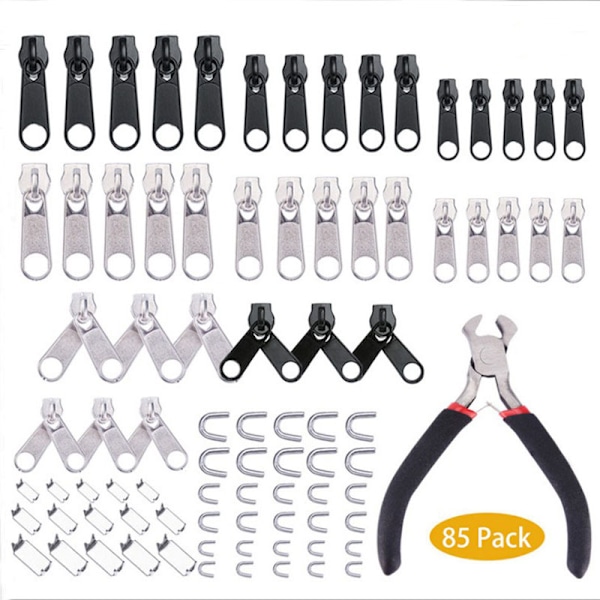 85 piece zipper repair kit for tents, sleeping bags, suitcases