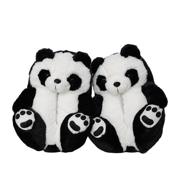 Panda björn bomullsskor, plysch djurtofflor, vintervarma skor 24cm