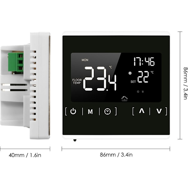 Intelligent LCD berøringsskjerm intelligent termostat for programmerbart elektrisk gulvvarmesystem AC 85-250V termoregulator temperaturkontroller