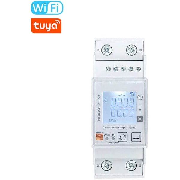 Enkeltråds-Wiles Tuya WiFi intelligent elmätare för dubbelriktad mätning av solenergiförbrukning av spänning, ström, effekt, c