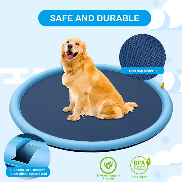 Blå - Hundelegemåtte - 150 cm tyk - Dyrebad - Sommer Vandsjov - Gave til hunde (150 cm) 1 stk
