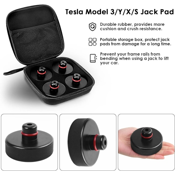 Kumiset tunkin alustat Tesla Model 3/Y/S/X - 4 kpl Tesla-auton lisävarusteita, sovitin tunkin alustat nostoalustatyökalu suojaa akkua ja alustaa