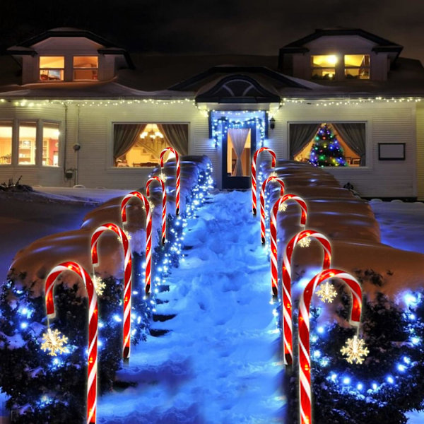 8-pak snøflagg-feelyss Candy Cane LED-lysstreng Julepynt Julepynt