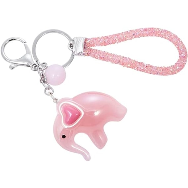 Rosa nyckelring - söt elefant nyckelring - akryl hänge - Valent
