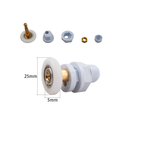 Suihkuoven liukuvat pyörät, kestävät, vedenpitävät ja ruostumattomat (4 kpl pakkaus) 25 mm