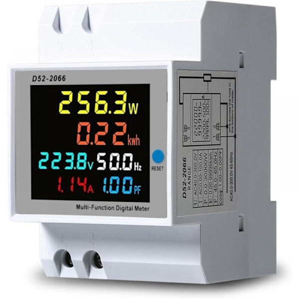 Elförbrukningsmätare, 100A 6 EN1 DIN-skena 220V DE FRONTURE FREEDER FREEDURE FUND PROBLE, AC40-300V CT Integrerad