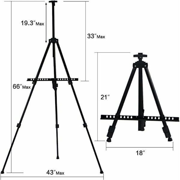 Förstärkt Staffli för Konstnärer, 53-178 cm Justerbar Höjd Extra Tjockt Aluminium Metall Display Staffli med Portabel Väska för Golv/Bordsritning och Display.
