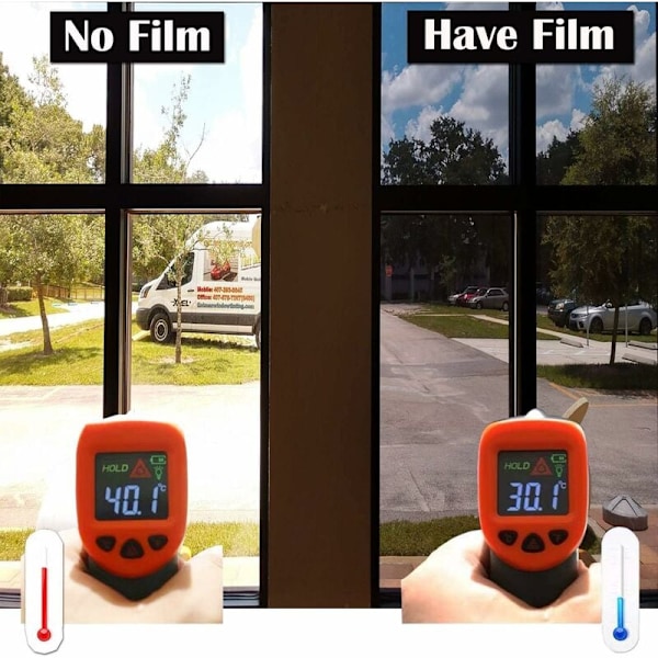 Fönsterfilm Anti-Insyn Spegelfilm Fönster Utan Fläckar Anti-UV Sekretesskydd För Fönster Kontor Hem Butik 44,5 × 200cm