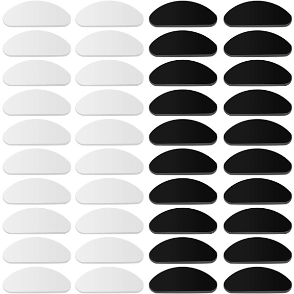 20 par neseputer for briller, selvklebende neseputer for briller, neseputer for briller, reparasjonssett for briller, sklisikre silikon neseputer, D-formede