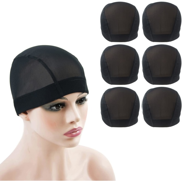 6 st (svart) Mesh Peruk Caps för att göra peruk stretchiga hårnät för