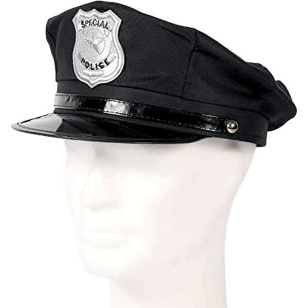 Politihatt politi karnevalhatter 1 svart politihatt, morsom, SWAT