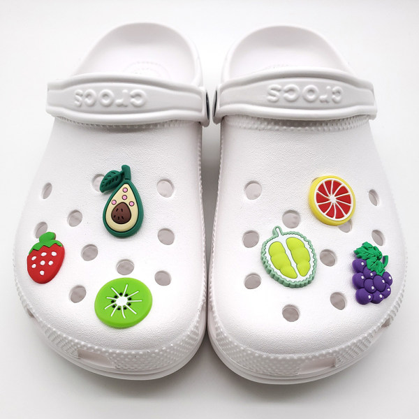 6 Pieces Shoe Accessories, Rubber Shoe Buckles, PVC Printed Shoe Flowers, DIY Accessories for Beach Shoes, Slippers（6）