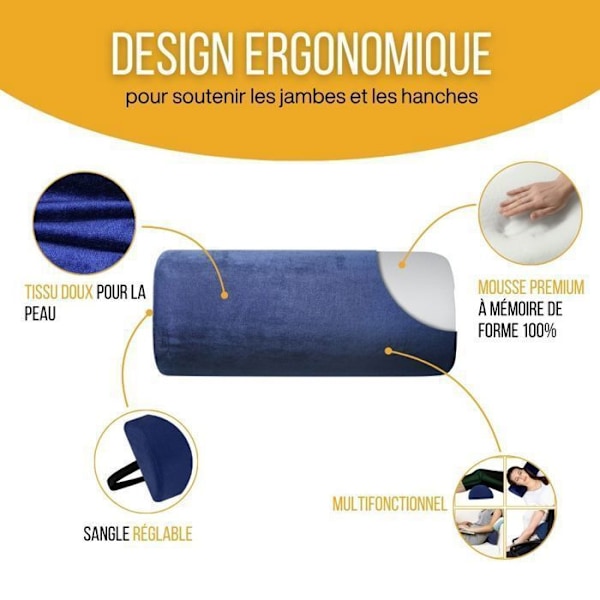 Demi Traversin de Soutien Lombaire Inphysio Ergonomiskt Minnesskum Kudde för Bil Kontorsstol 42x18x10 cm