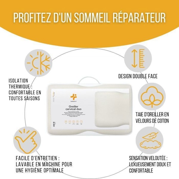 Ergonomiskt Nackkudde Duo Premium Inphysio Minnesskum, Hypoallergenisk, Justerbar Höjd, 60 x 35 x 12-10 cm