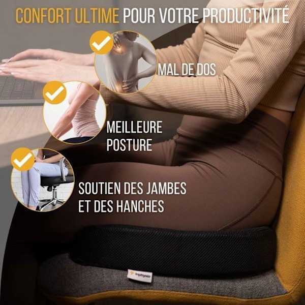 U-formet Pude - Inphysio - Ergonomisk Pude - Hukommelsesskumb - 45x35x7 cm - Kontor