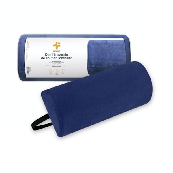 Demi Traversin de Soutien Lombaire Inphysio Ergonomiskt Minnesskum Kudde för Bil Kontorsstol 42x18x10 cm