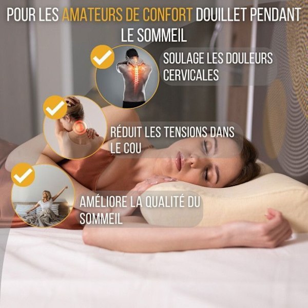Ergonomiskt minnesskumkuddar Comfort Plus, hypoallergeniskt och kvalsteravvisande, 1x bambuskuddeöverdrag, 1x bomullskuddeöverdrag - Inphysio