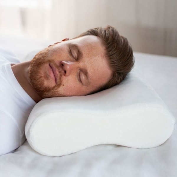 Ergonomisk Anti-Snark Kudde - Inphysio - med satintäckning, tillverkad i minnesskum, 57 x 36 x 11.5 cm Vit