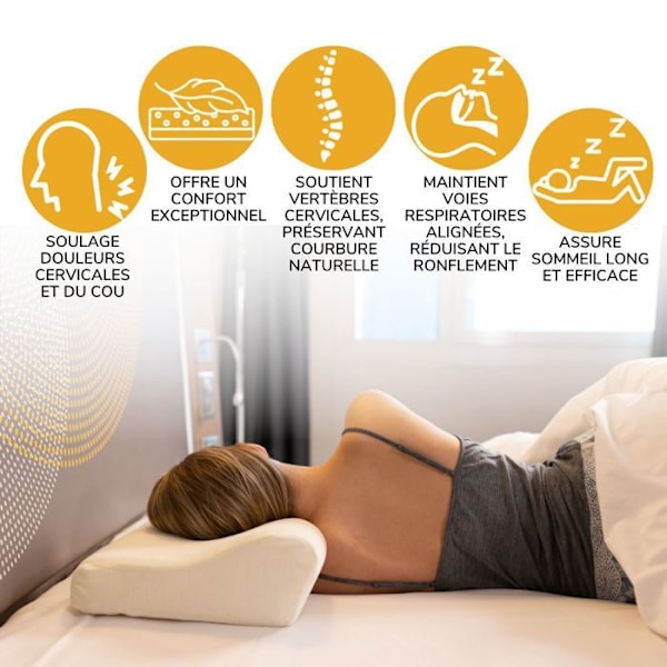 Ergonomisk DE LUXE Pude - Inphysio - med 3 kølende ICE FraîcheTouch pudevar, 60 x 35 x 12/7 cm Vit