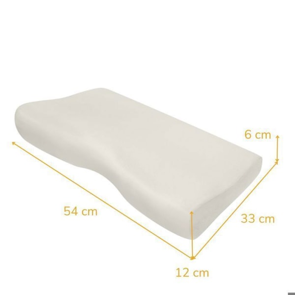 Ergonomiskt Kudde - Inphysio - Set med 2 Komfort Plus-kuddar, i 100% polyuretan viskoelastisk skum, 54 x 33 x 12/6 cm Ecru
