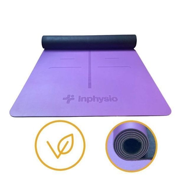 Yoga måtte - Inphysio - AdhérenceMAX - Ultra-vedhæftende - Vandtæt - Velvære - 4,2 mm tykkelse Lila