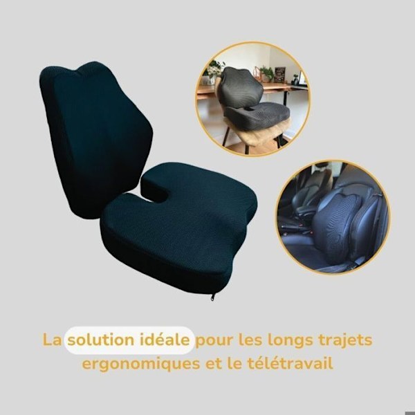 Kit med 2 ergonomiska kuddar i memoryskum - 45x41x10,5 cm/45x35x7 cm - Inphysio