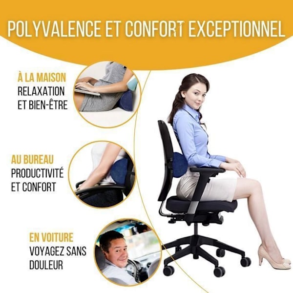 Demi Traversin til Lændestøtte Inphysio Ergonomisk Hukommelsegenskab Pude til Bil Kontorstol 42x18x10 cm
