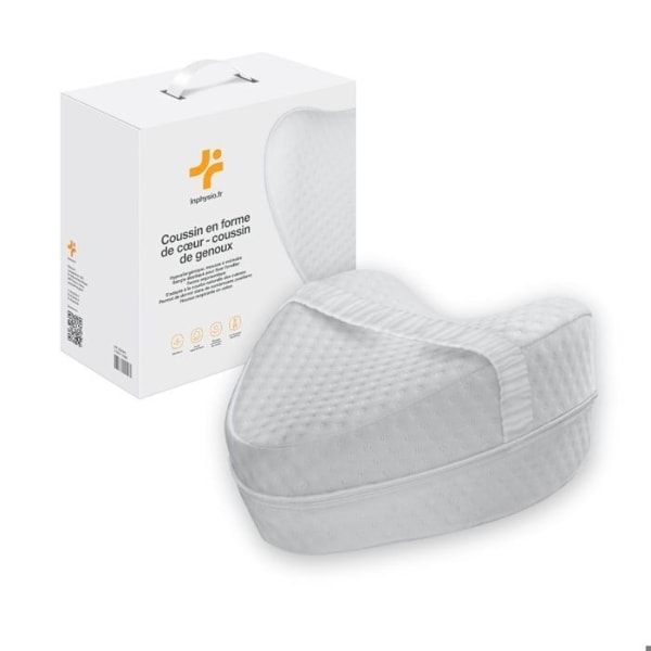 Hjerteformet Inphysio Pude til Mellem Benene til Søvn, Hukommelsesskum, Smertelindrende, Hypoallergen, 26 x 16 x 25cm
