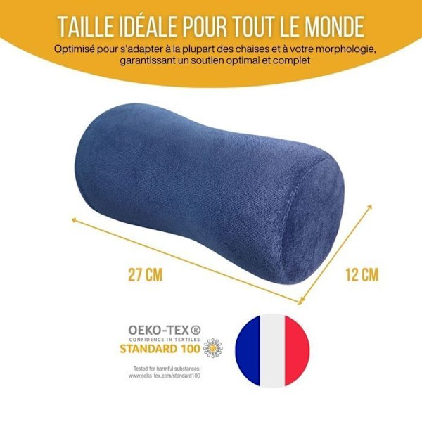 Mini Traversin - HOVED - Ergonomisk - Memory Skum - 27 x 12 cm - Optimal Komfort
