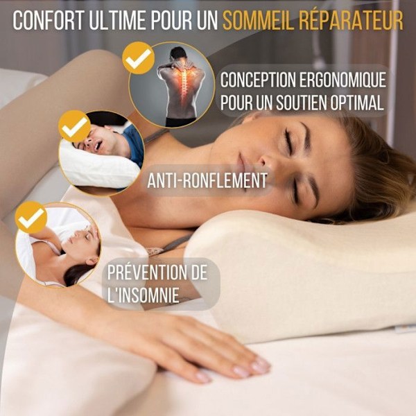 Luksus Cervical Pude Inphysio Pude af Hukommelsesskum, Ergonomisk, Hypoallergen, 2 Pudevariabler, 60 x 35 x 12-7cm