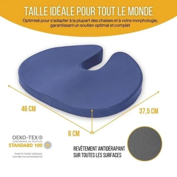 Ergonomisk Sittkudde Inphysio Memory Foam Kudde för Sittande Svansben Bil Stol Kontor 45.8 x 37.5 x 6.4 cm