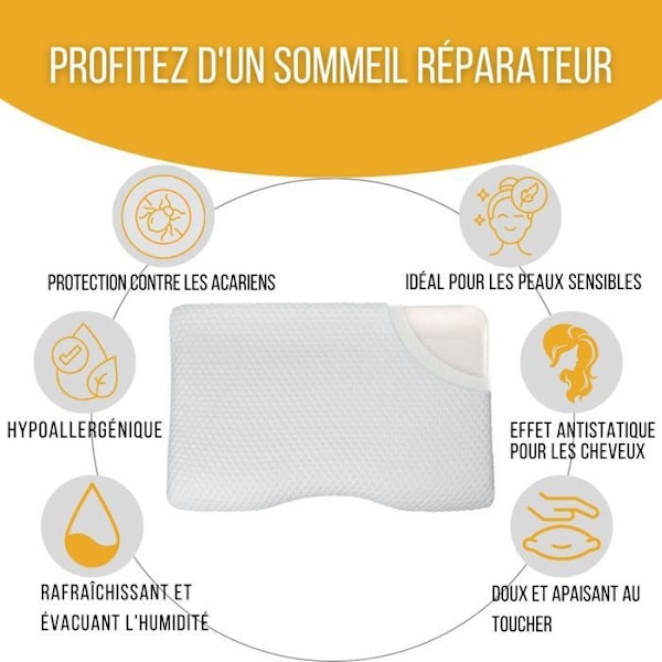 "Lyxigt Cervikalt Kudd Inphysio Minnesskumkudde, Ergonomisk, Hypoallergenisk, 2 Kuddcase, 60 x 35 x 12-7cm"