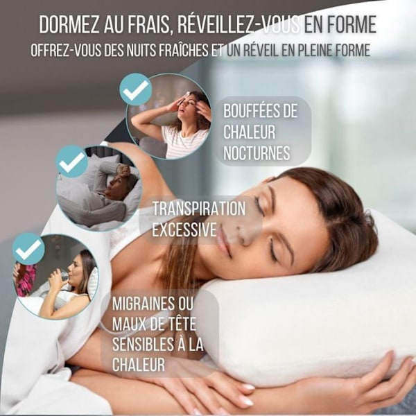 Ergonomiskt minnesskumkudde med kylande gel, 60x40x13 cm, vit - Inphysio