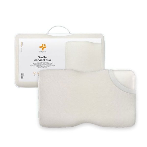 Ergonomisk Cervikal Duo Premium Inphysio Pude med Hukommelsesskum, Hypoallergenisk, Justerbar Højde, 60 x 35 x 12-10 cm