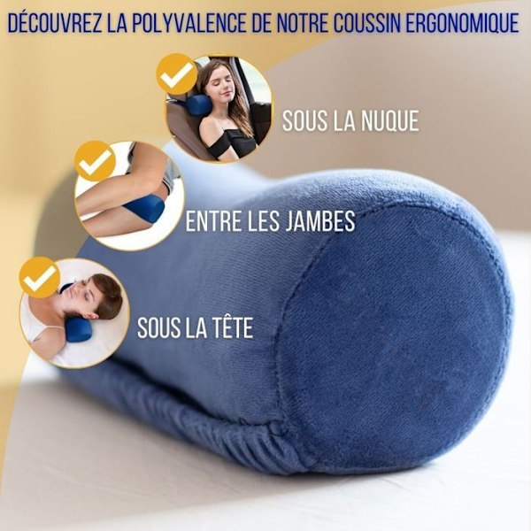 Mini Traversin - HOVED - Ergonomisk - Memory Skum - 27 x 12 cm - Optimal Komfort