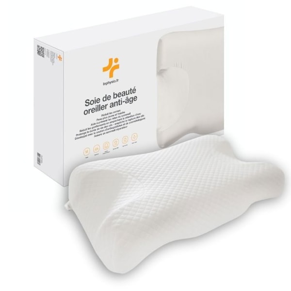 Antirynkes Kudde - Inphysio - 58x37x9/11 cm - Polyuretanskum - Örngott i Lyocell - Hypoallergenisk Vit