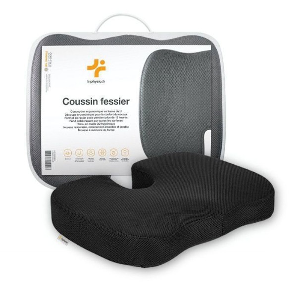 U-formad kudde - Inphysio - Ergonomisk kudde - Minnesskum - 45x35x7 cm - Kontor