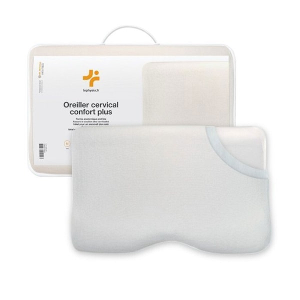 Ergonomiskt minnesskumkuddar Comfort Plus, hypoallergeniskt och kvalsteravvisande, 1x bambuskuddeöverdrag, 1x bomullskuddeöverdrag - Inphysio