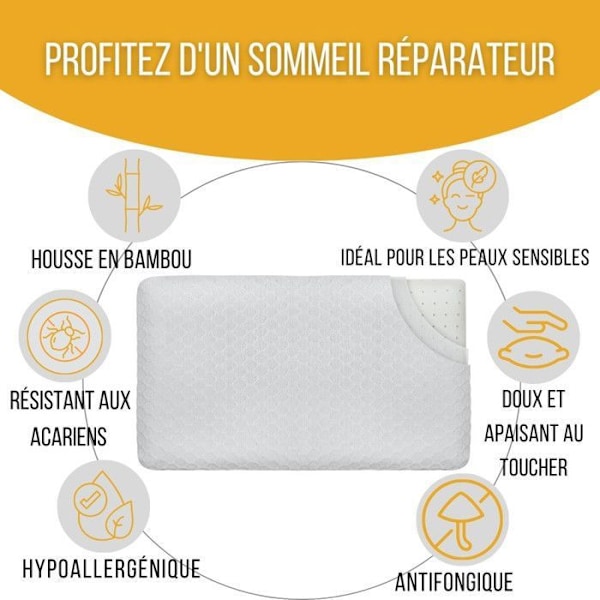 Inphysio® Extra Flat Kudde för magliggare - Hypoallergenisk Minneskum - Smärtavlastande - 50x30x5,5 cm - Vit