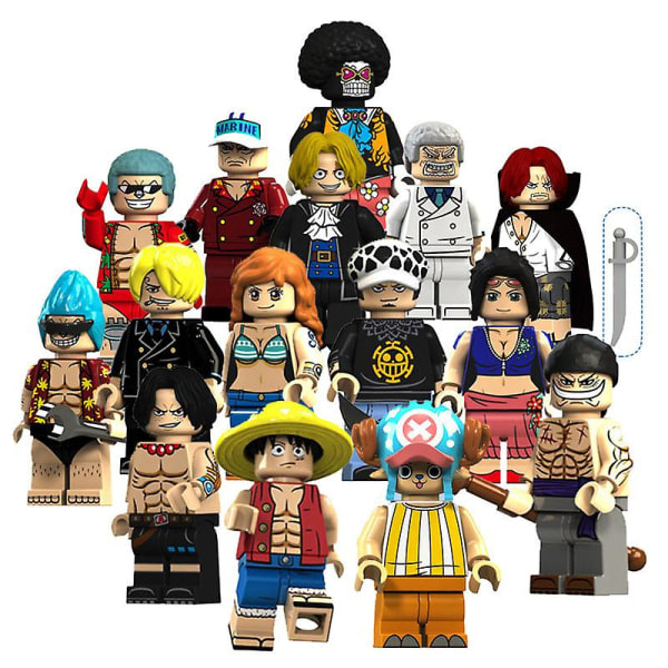 15-delad One Piece actionfigurbyggset leksaker för barn pedagogiska monteringsleksaker (FMY) En uppsättning med 15 stilar A cirka 5 cm A set of 15 styles A about 5 cm