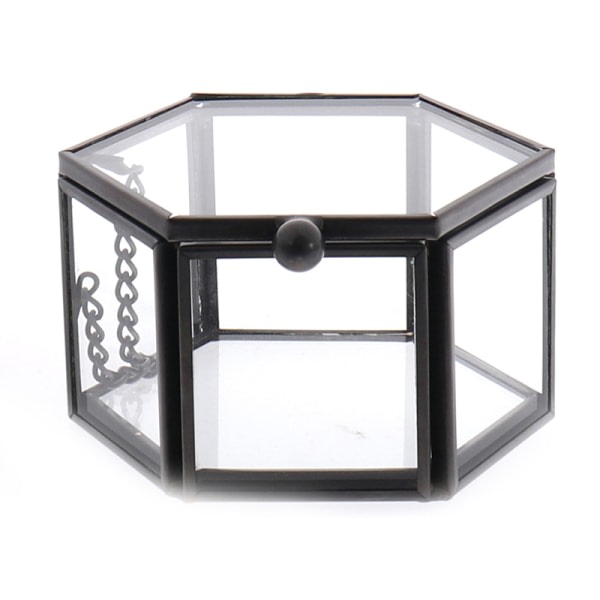 Geometriskt glas smyckeskrin Smycken Organisera H?llare Ringbox Svart