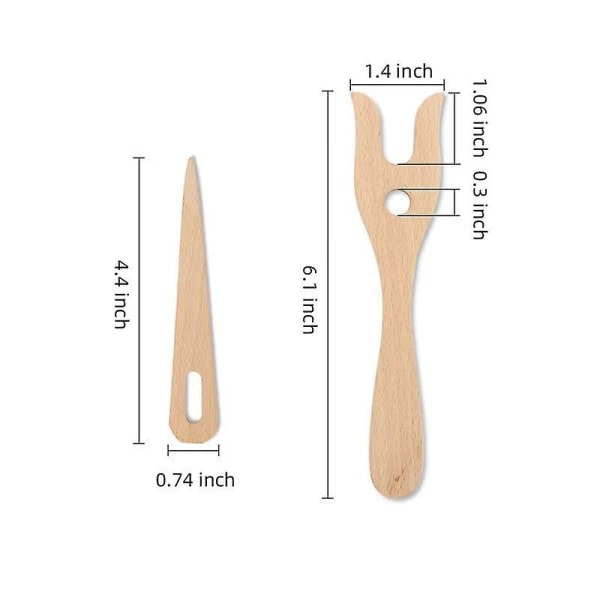 Stickgaffel, stickgaffel av trä och set för stora ögon Gör-det-själv vävverktyg för armband Halsband Flätningsverktyg (2 set)