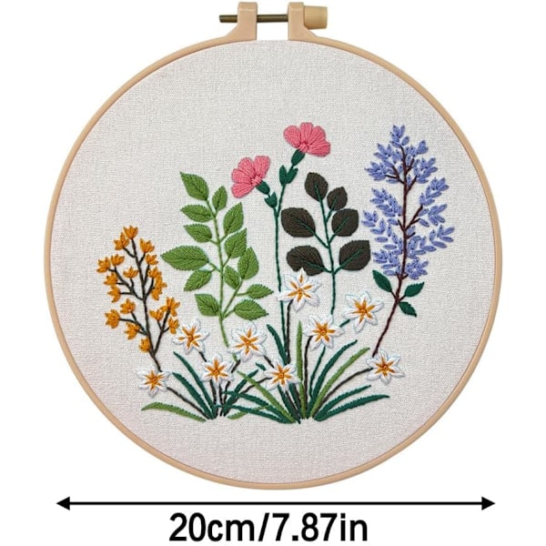 Krydssting Broderi Sæt med Blomstermønster til Begyndere med Ramme og Værktøj 3 st. B 3 st. B