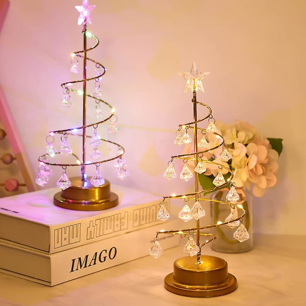 Konstgjorda julgranspiraler Trädformsbelysning med topper Xmas Konstatmosfär Dekorativt bord Fairy Light