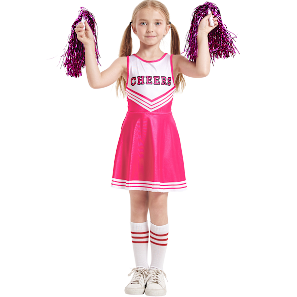 Cheerleadingdräkter för barn, förskoleflickor, cheerleadinguniformer, scenframträdanden, skolcheerleadingdräkter 红色 身高130cm