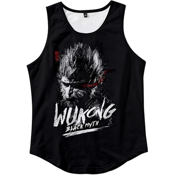 Mens Black Myth Wukong Crewneck Tank Tops Bodybuilding Sleeveless Shirts Workout Gym Lightweight T-shirts