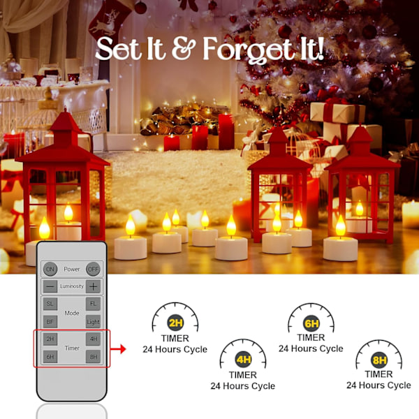 6 Laddningsbara LED-Flimmerljus med Timer för Heminredning Parent