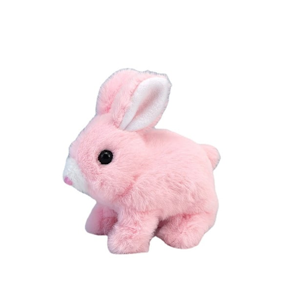 Plysj elektrisk liten hvit kanin simulasjon kjæledyr som kan gå, bjeffe, bevege munnen og riste på ørene langhåret kanin leketøy Short-haired rabbit (gray)