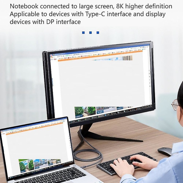Usb-c till Dp 1.4-kabel, stöder 8k@60hz upplösning, koppar(2 meter) A